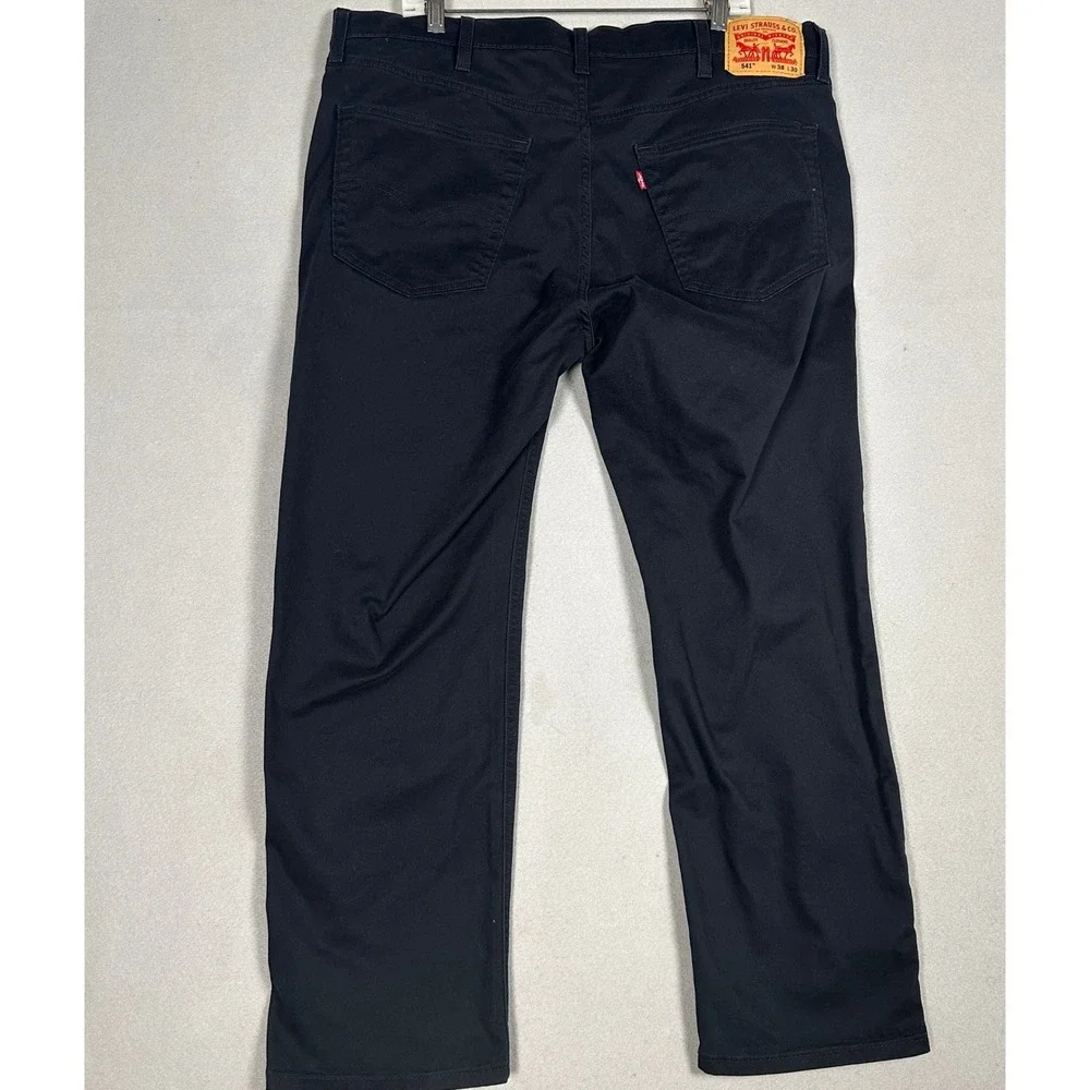 Levis 541 Jeans Mens 38X30 Athletic Taper Black 5-Pocket Red Tab Stretch Denim